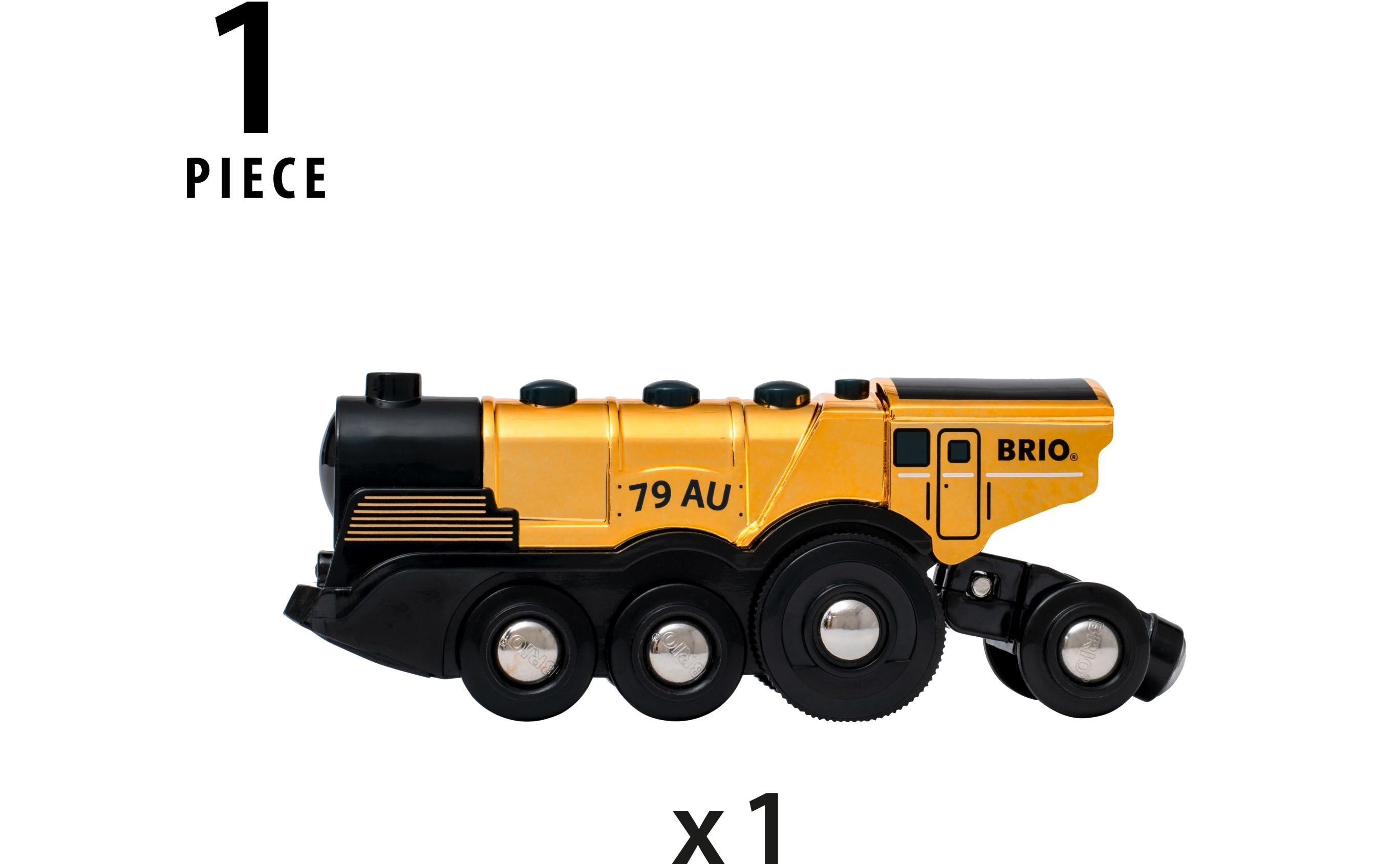 BRIO Eisenbahn Goldene Batterielok mit Licht und Sound