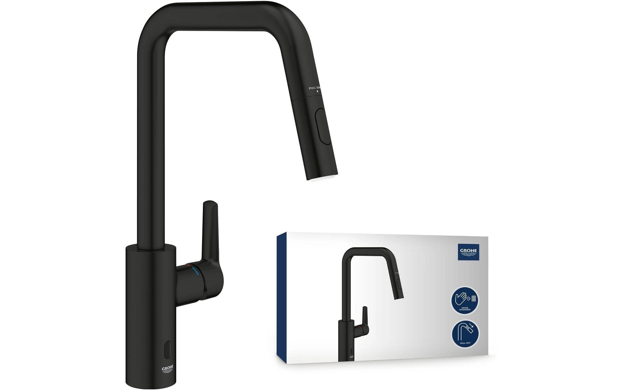 GROHE Küchenarmatur Start 3/8, Schwarz, herausziehbar