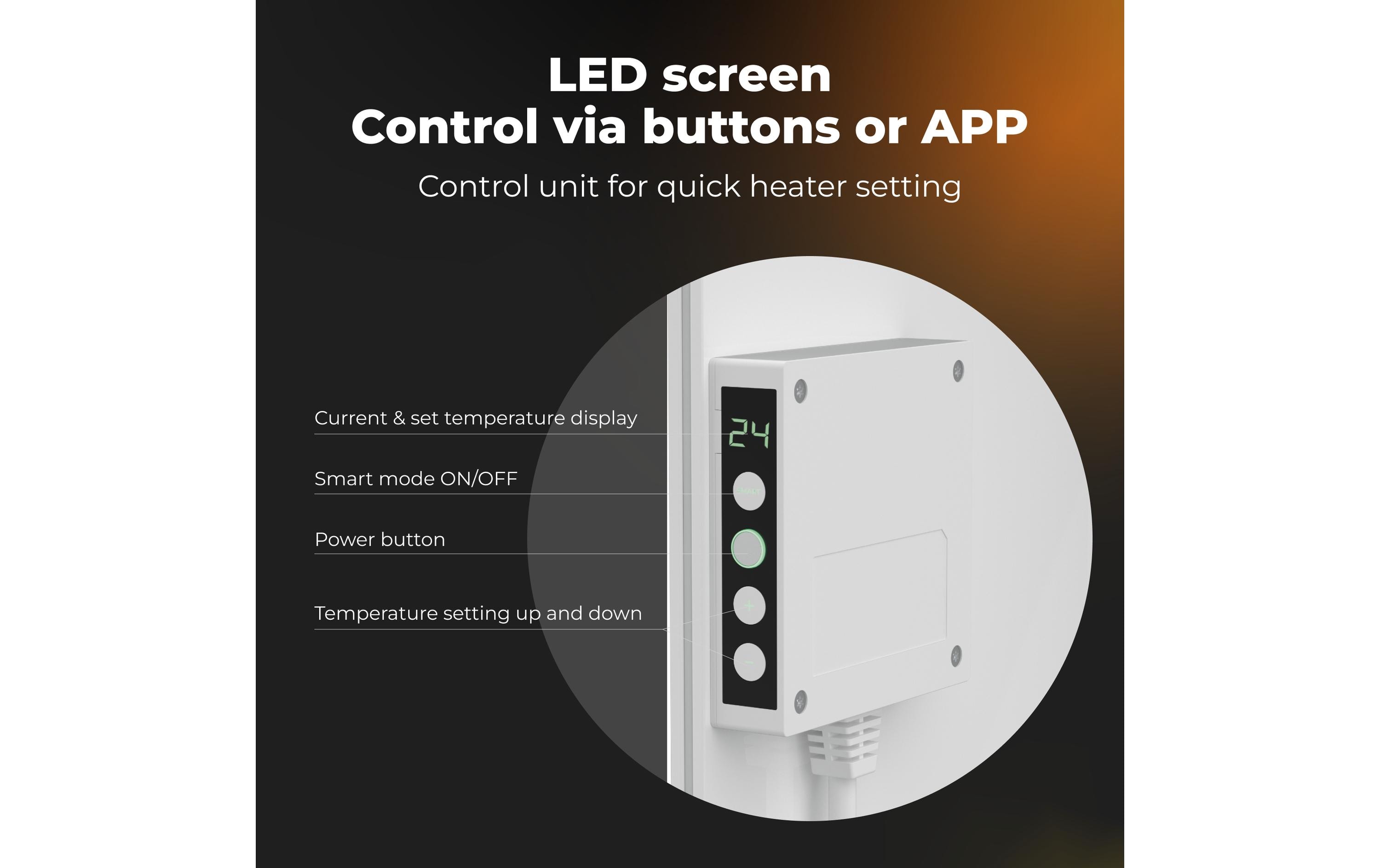 AENO Infrarotheizer Premium Eco Smart LED 700 W, Schwarz