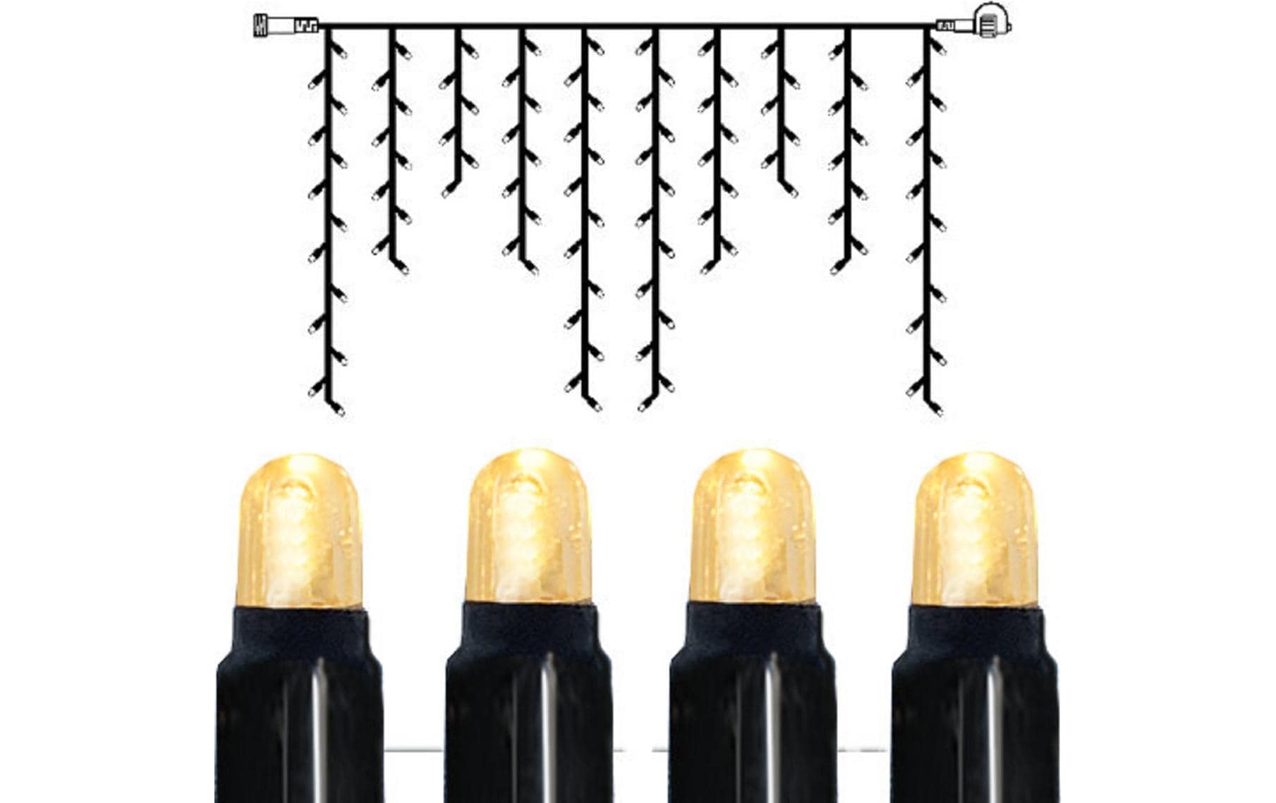 Star Trading System LED Extra Icicle, Schwarz / Warmweiss, 200 x 100 cm