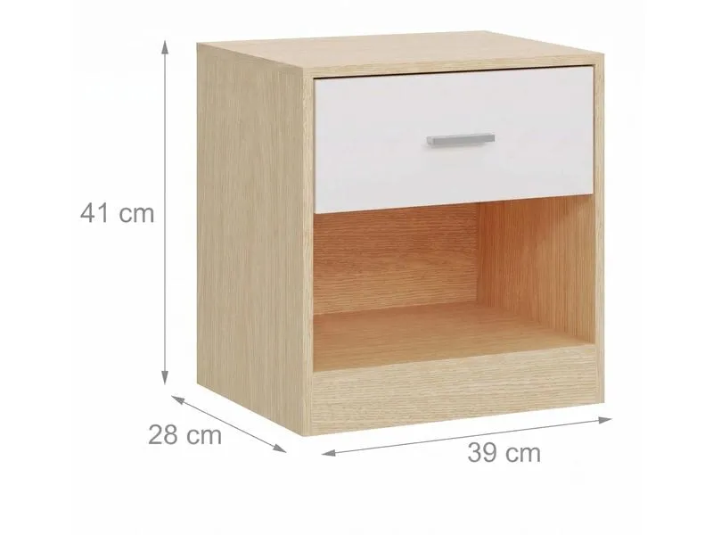 relaxdays Nachttisch 39 x 41 cm, Weiss/Braun , 2er Set relaxdays Nachttisch 39 x 41 cm, Weiss/Braun , 2er Set