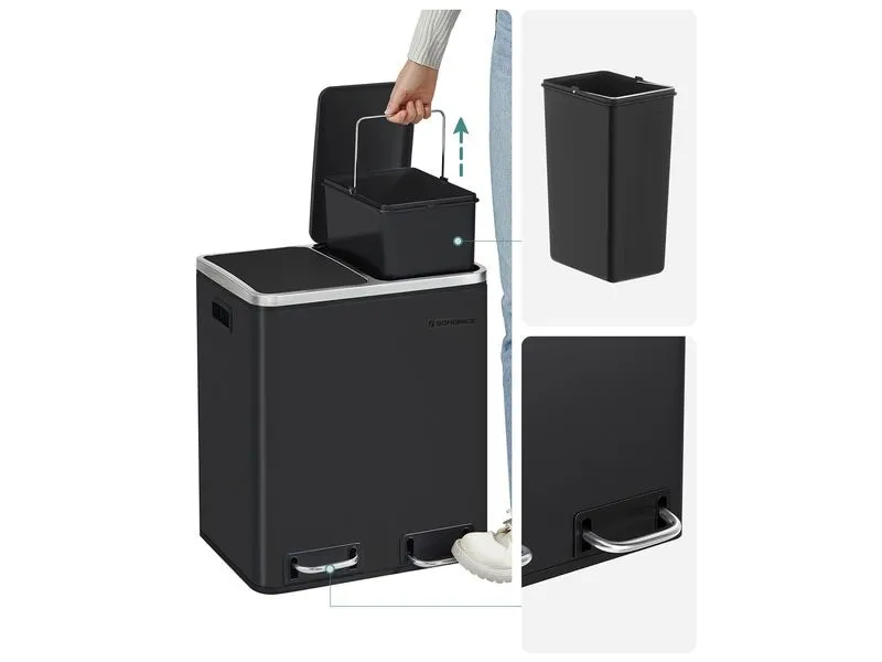 Songmics Abfalleimer 30 l, Schwarz Songmics Abfalleimer 30 l, Schwarz
