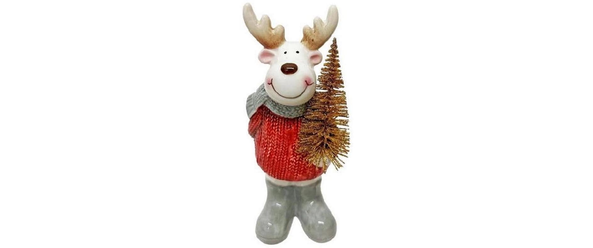Dameco Weihnachtsfigur Elch mit Baum 15 cm