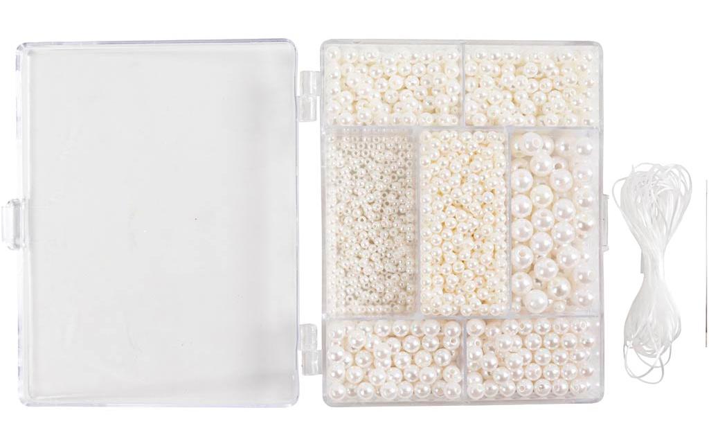 Creativ Company Kunststoffperlen 1200 Stück, Weiss