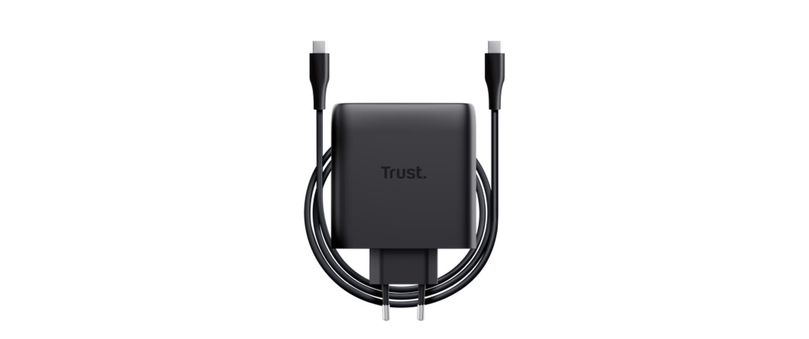 Trust Maxo USB-C-GaN-Ladegerät 100 W mit 2 Anschlüssen Schwarz