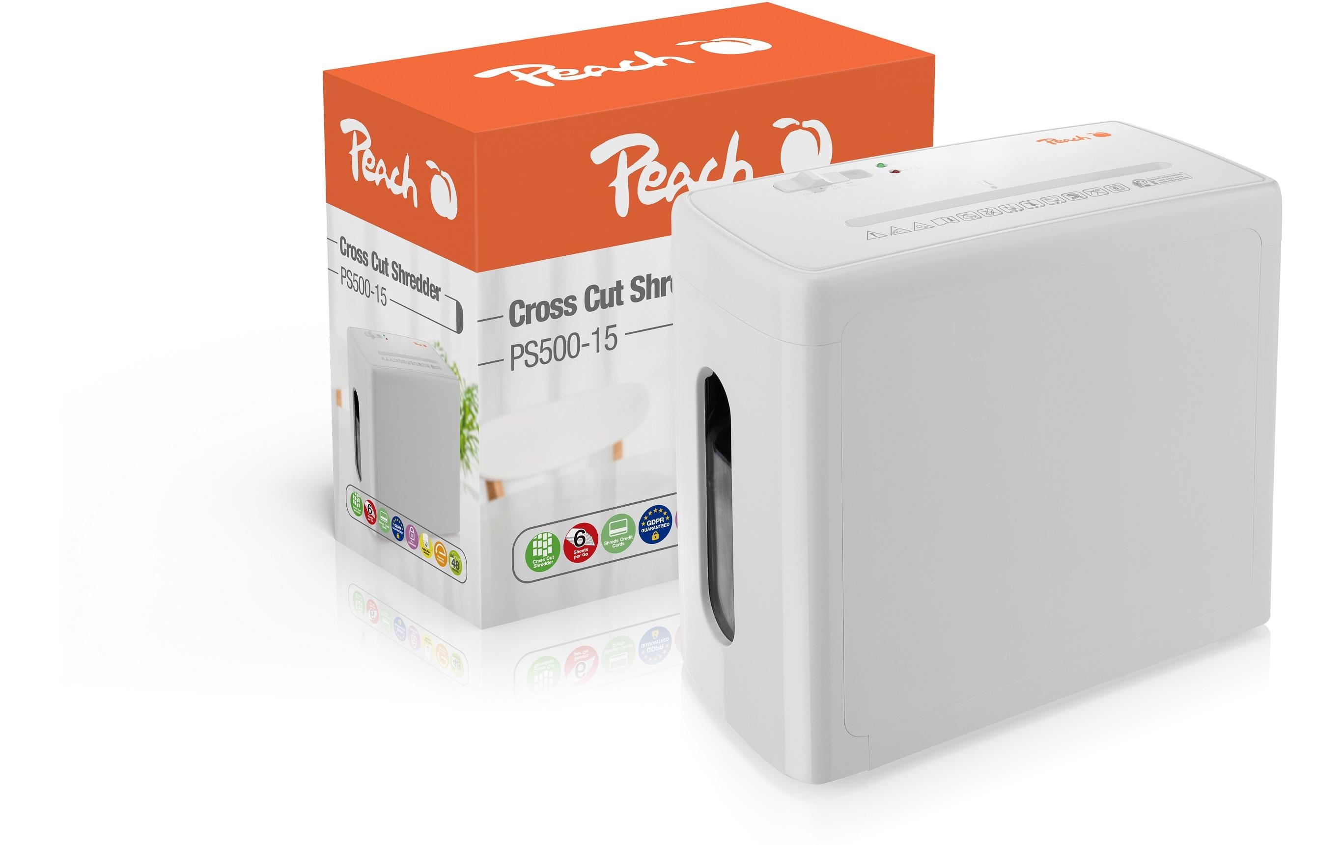 Peach Bürogeräte Aktenvernichter PS500-15 P-4, 6 Blatt