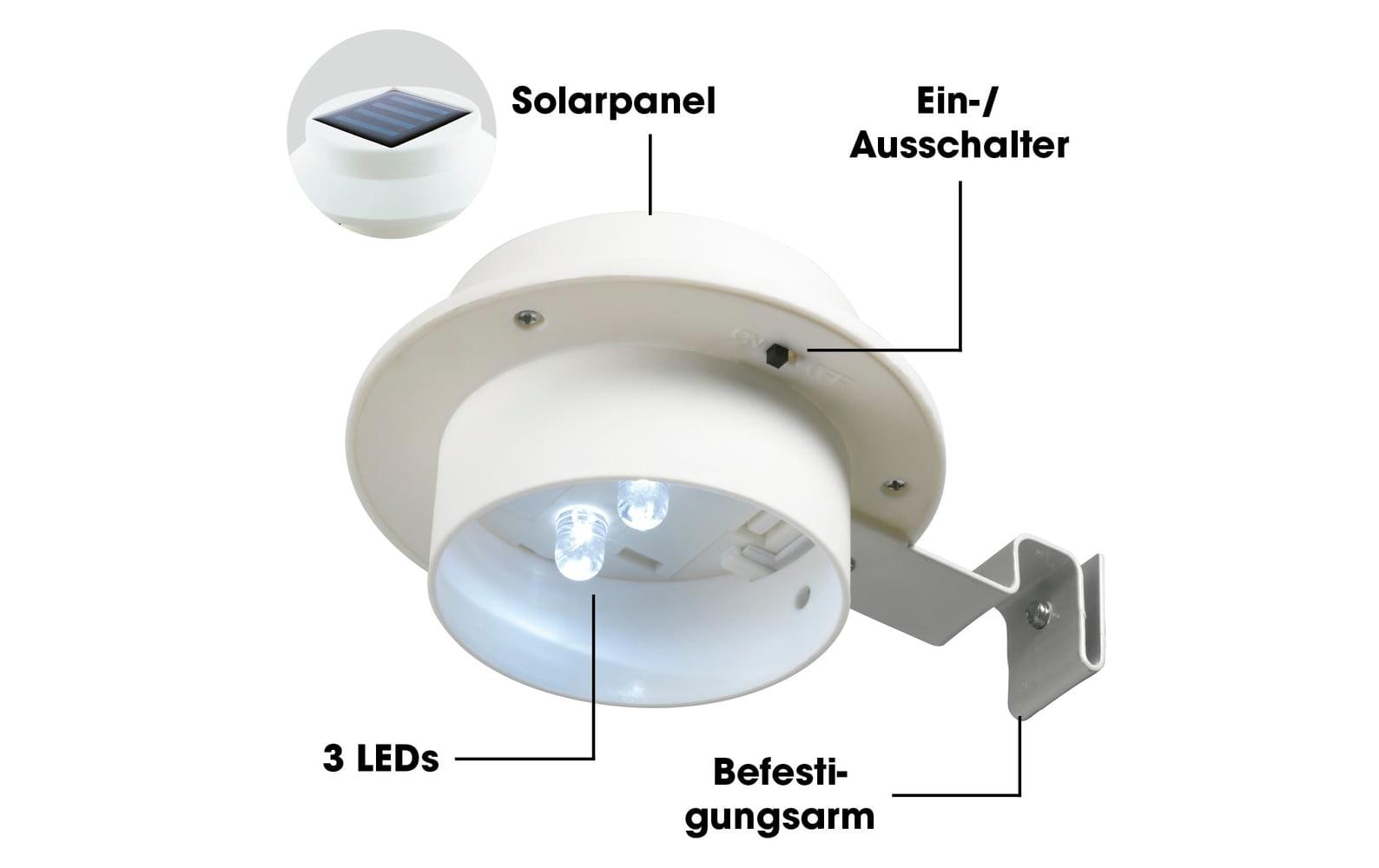 EASYmaxx Solar-Leuchte Dachrinne 3er-Set 1.2 V