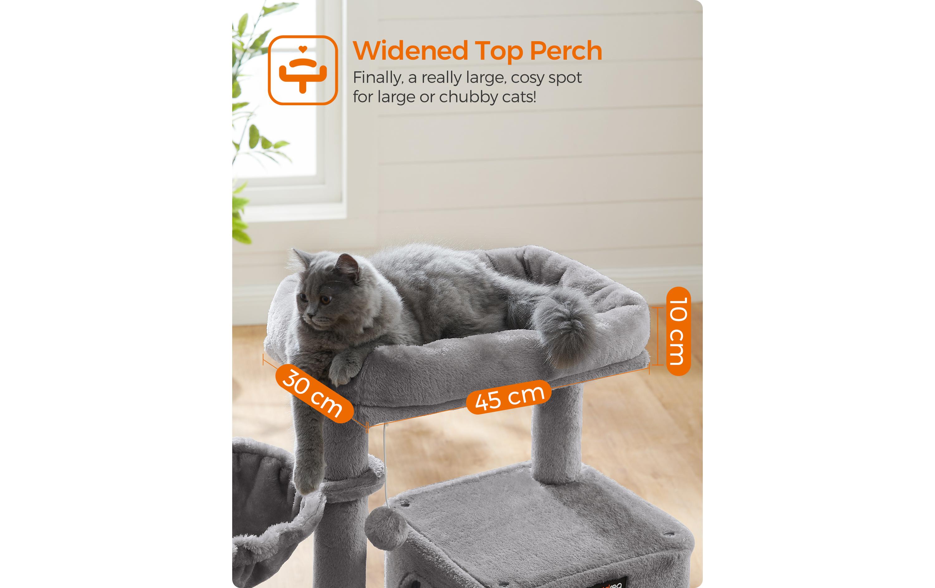 Feandrea Kratzbaum mit Kratzbrett, 96 cm, Grau/Beige