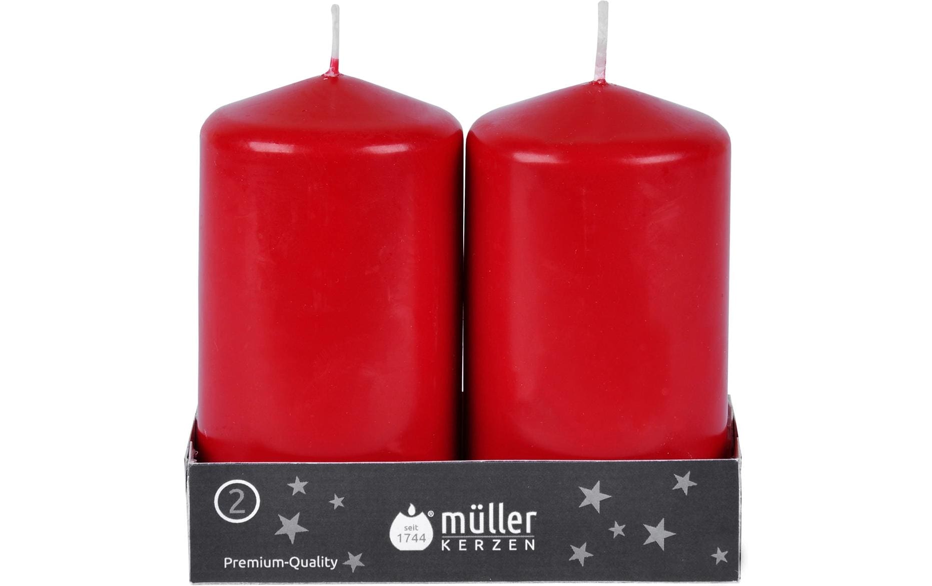müller Kerzen Weihnachtskerze Rot, 2 Stück