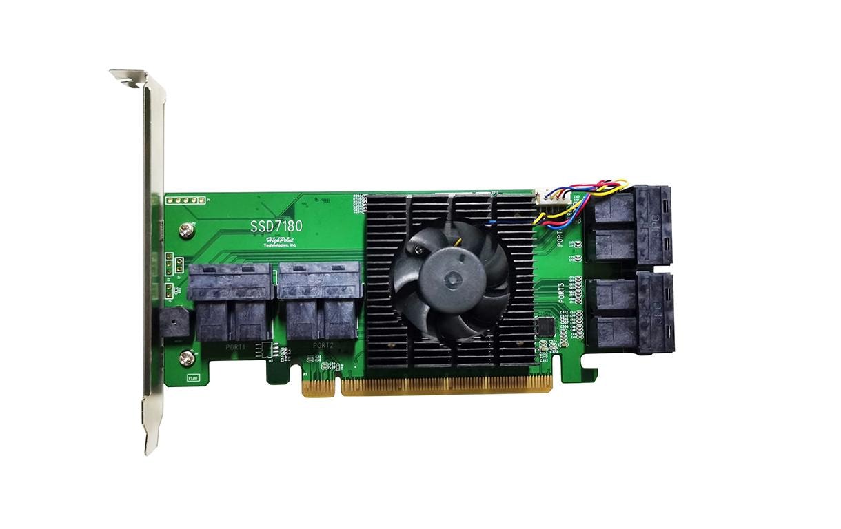 Highpoint RAID-Controller SSD7180 8x PCIe 3.0 x4 SFF-8643, PCI-Ex16v3