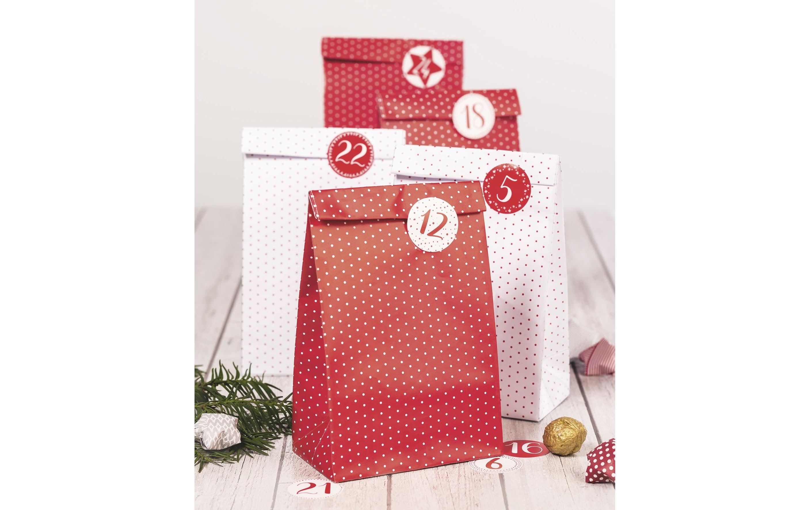 Heyda Adventskalender Set 24 x 13 x 7.5 cm, Rot/Weiss