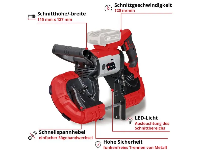 Einhell Akku-Bandsäge TE-MB 18/127 Li-Solo Einhell Akku-Bandsäge TE-MB 18/127 Li-Solo