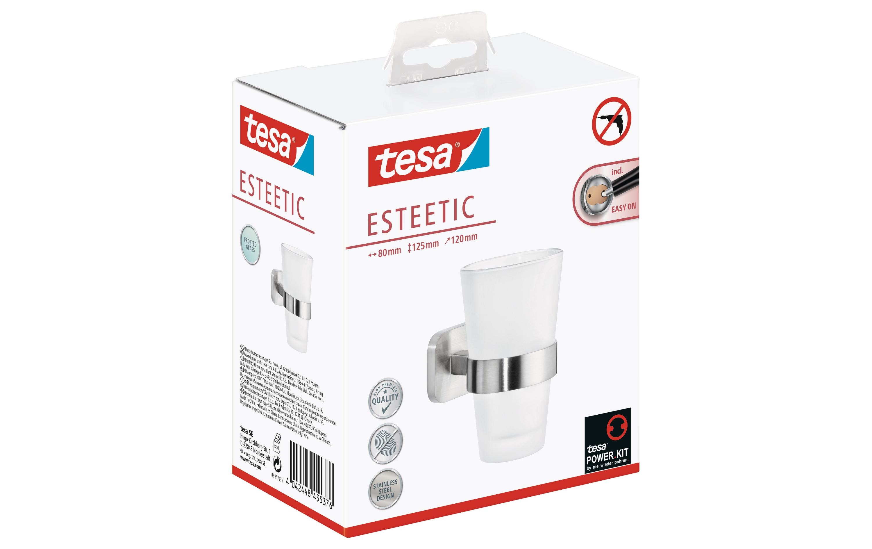 tesa Esteetic Zahnbürstenhalter ohne Bohren, silber