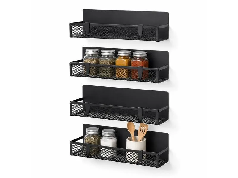 relaxdays Gewürzregale Schwarz 4er Set
