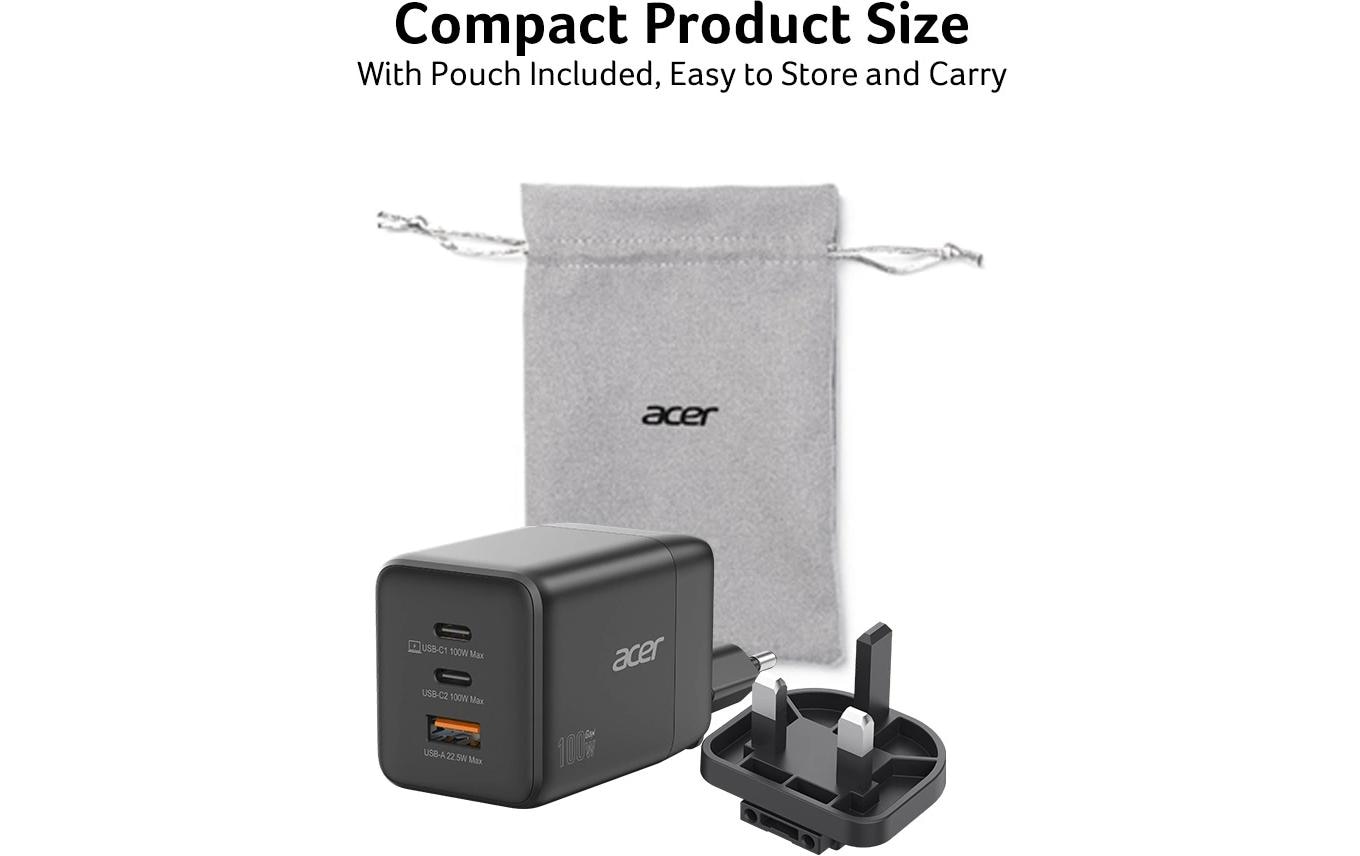 Acer Netzteil AC-Adapter 100W 2x USB-C, 1x USB-A