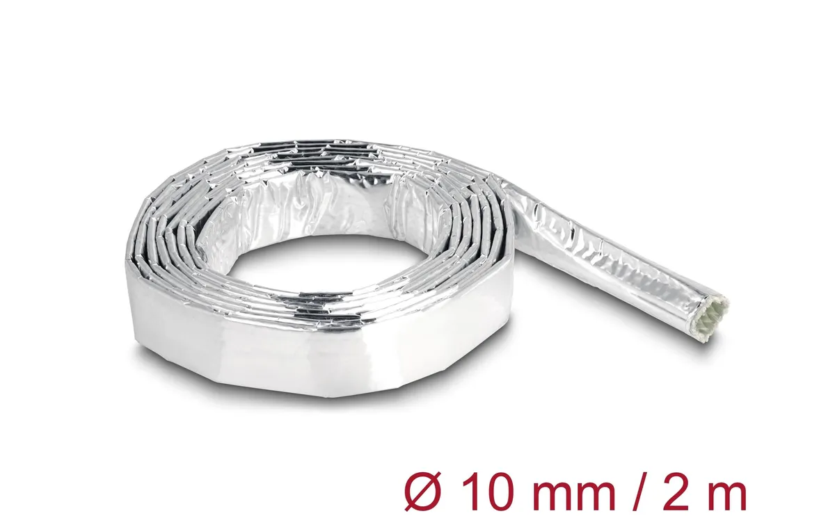 Delock Kabelschlauch aus Glasfasergeflecht / Alu 2 m x 10 mm Silber Delock Kabelschlauch aus Glasfasergeflecht / Alu 2 m x 10 mm Silber