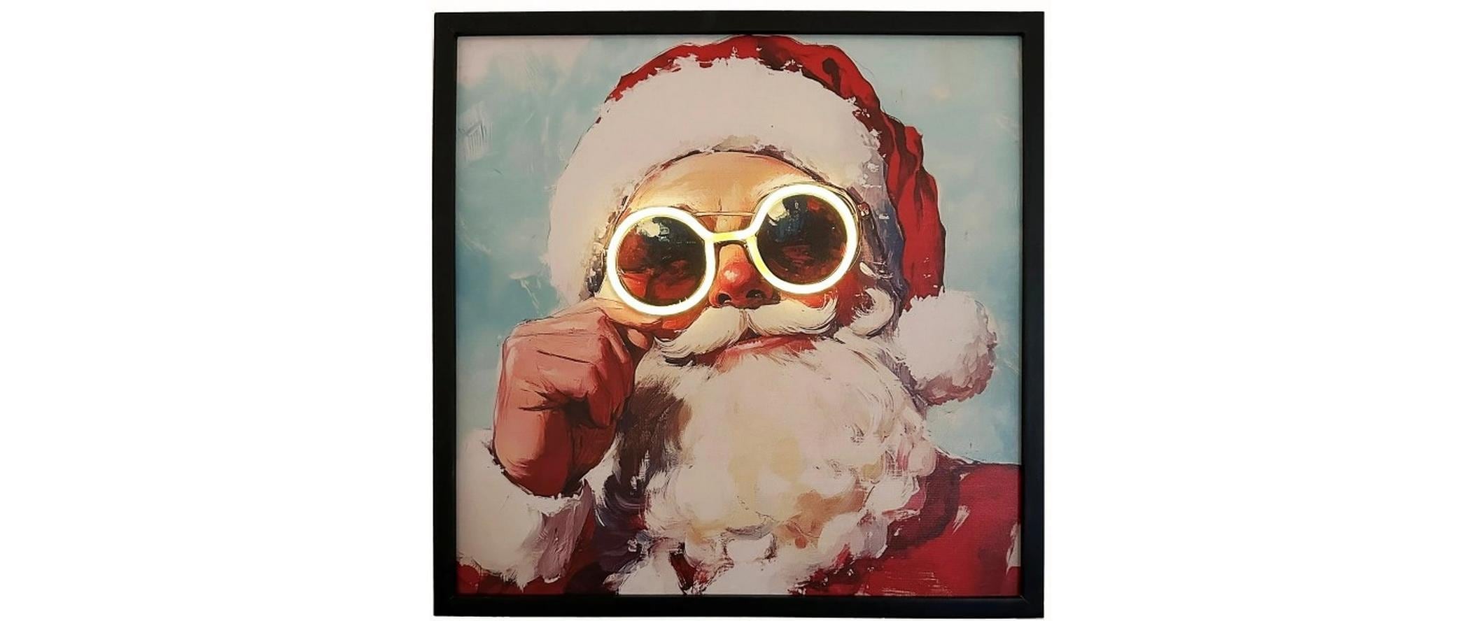 Dameco LED Bild Santa Neon Brille 46 cm x 46 cm