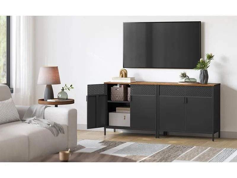 Songmics Kommode 80 x 40 x 76 cm, Braun/Schwarz Songmics Kommode 80 x 40 x 76 cm, Braun/Schwarz