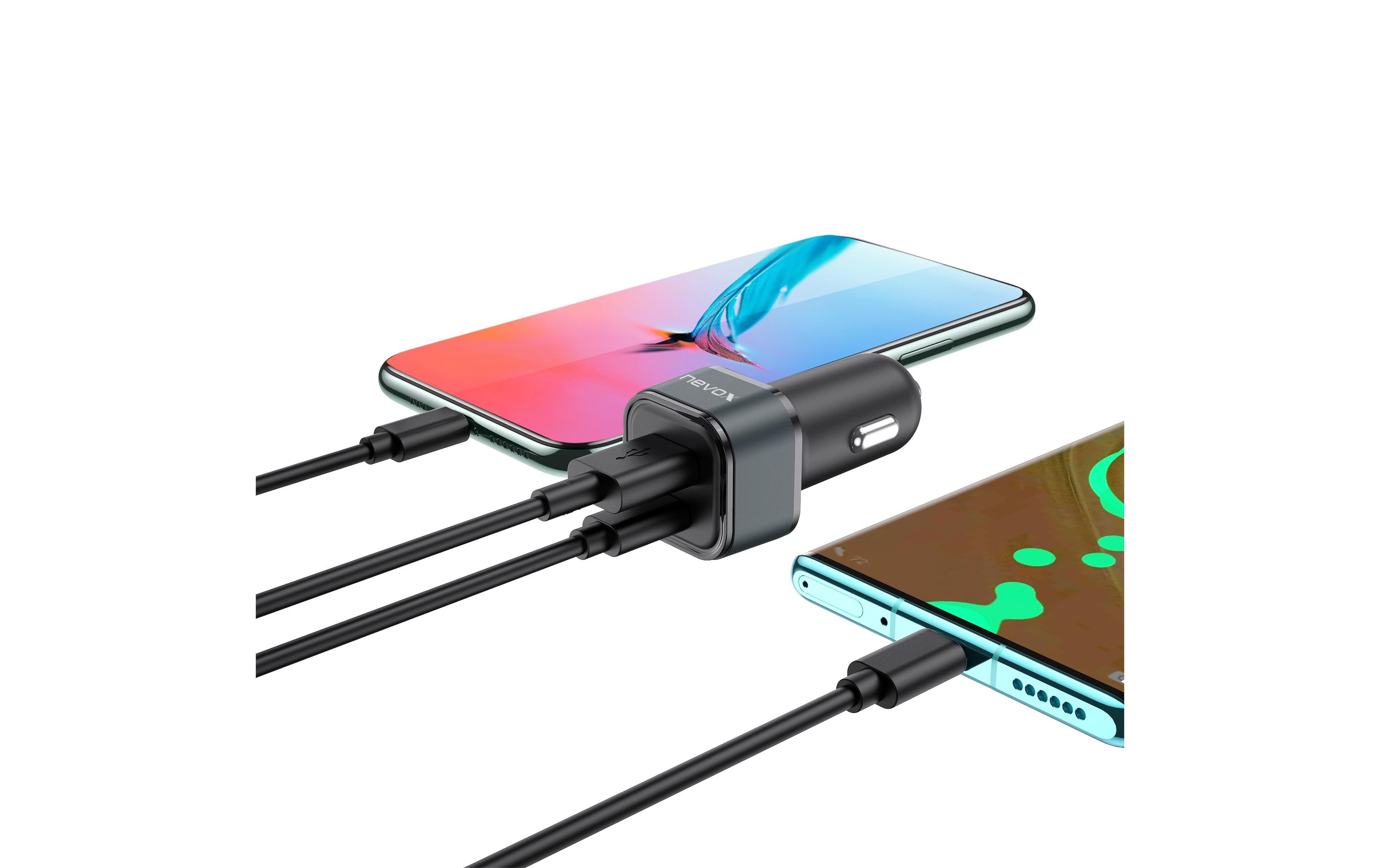 Nevox Autoladegerät Dual USB-C + USB-A 48W