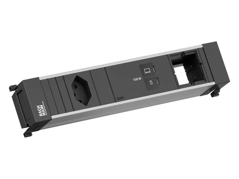 Bachmann Einbausteckerleiste POWER FRAME M 1xT13 1xUSB C/C 100W 1xCM Bachmann Einbausteckerleiste POWER FRAME M 1xT13 1xUSB C/C 100W 1xCM