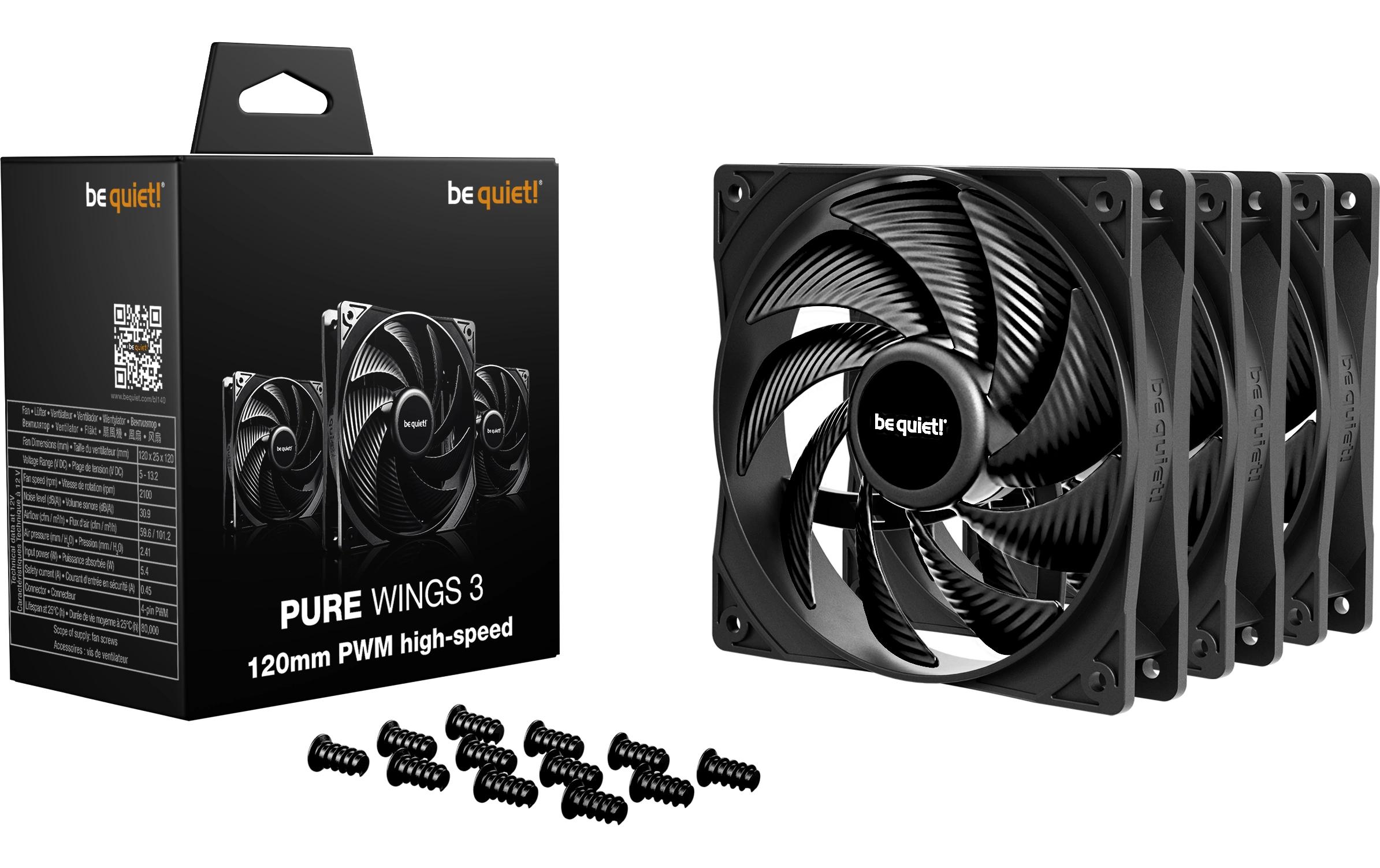 be quiet! PC-Lüfter PURE WINGS 3 120mm PWM HS 3-Pack