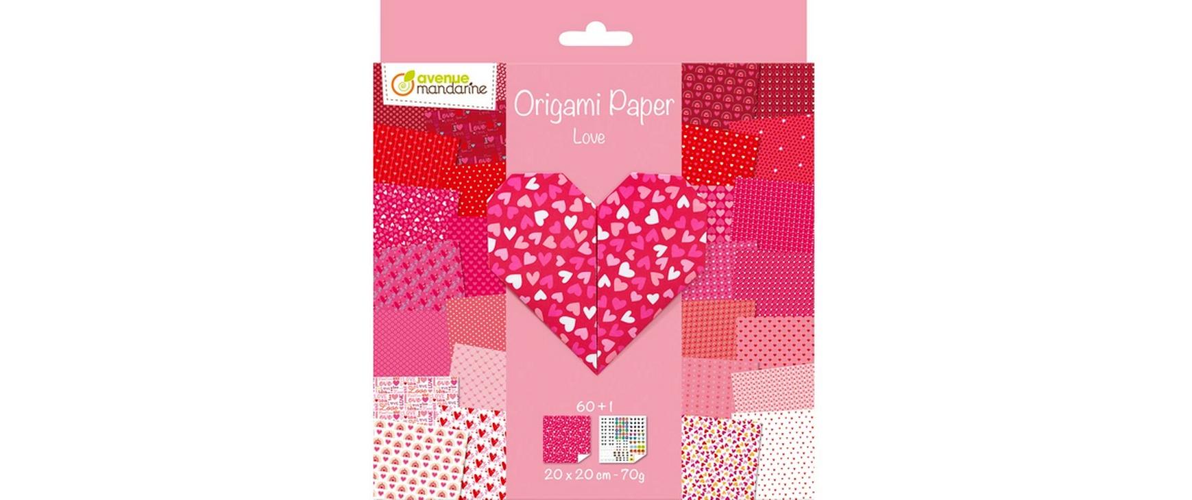 Avenue Mandarine Faltblätter Origami Love 60 Blatt, 20 x 20 cm Avenue Mandarine Faltblätter Origami Love 60 Blatt, 20 x 20 cm