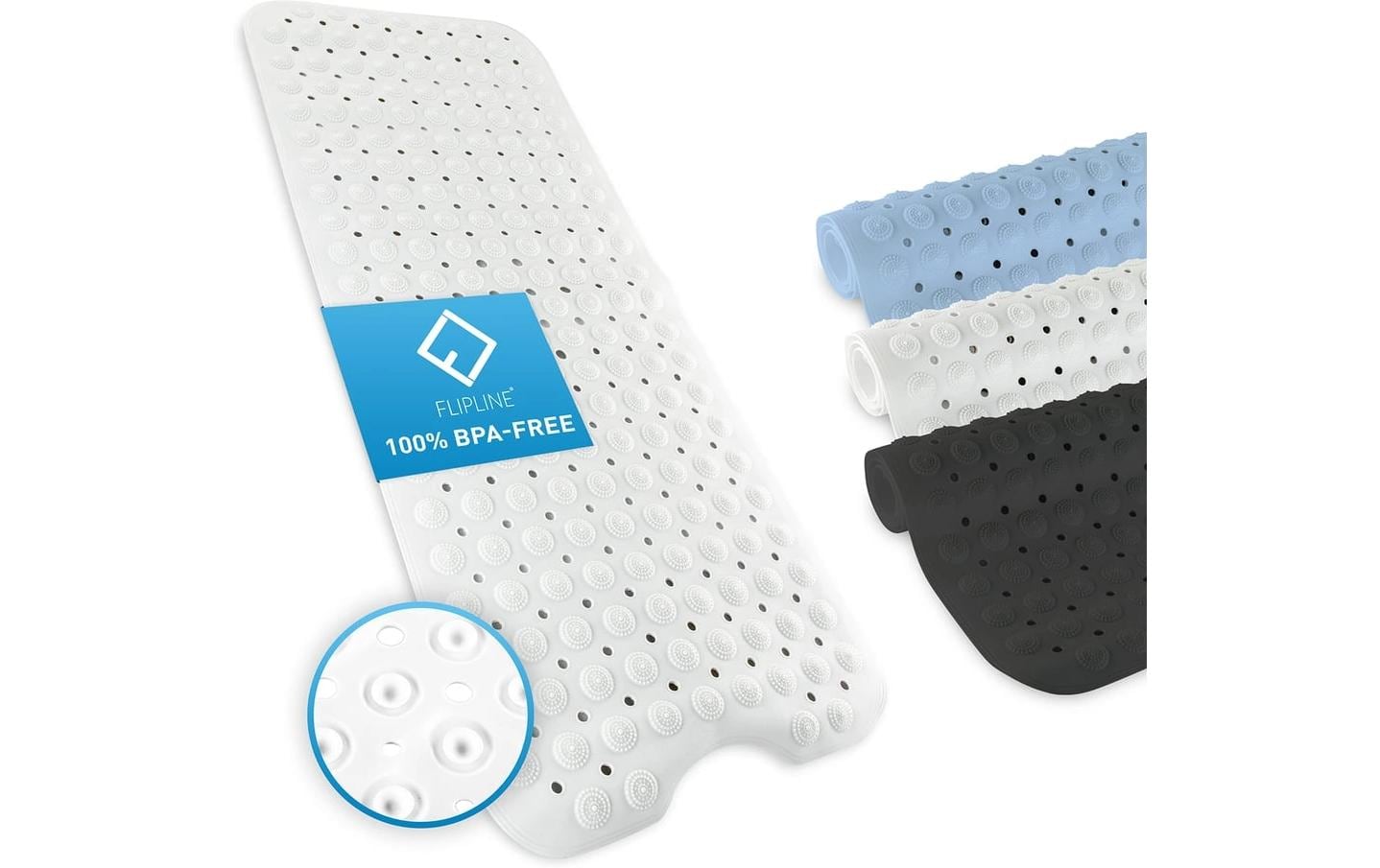 Flipline Badteppich rutschfest, BPA-frei 40 x 100 cm, Weiss