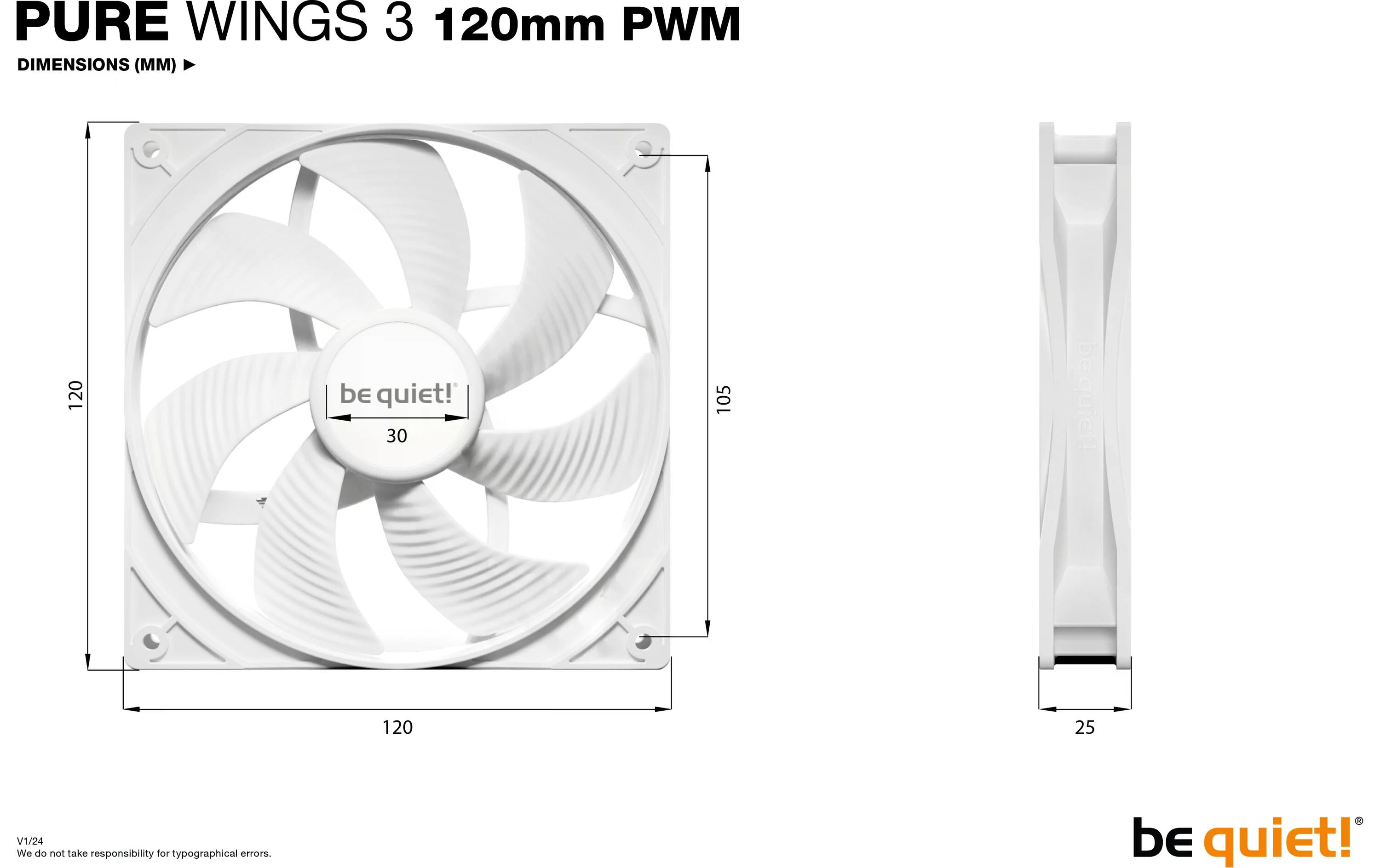 be quiet! PC-Lüfter Pure Wings 3 PWM 120 mm