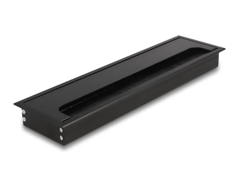 Delock Einbaurahmen für Tisch mit Bürste 300x80x28mm, Schwarz