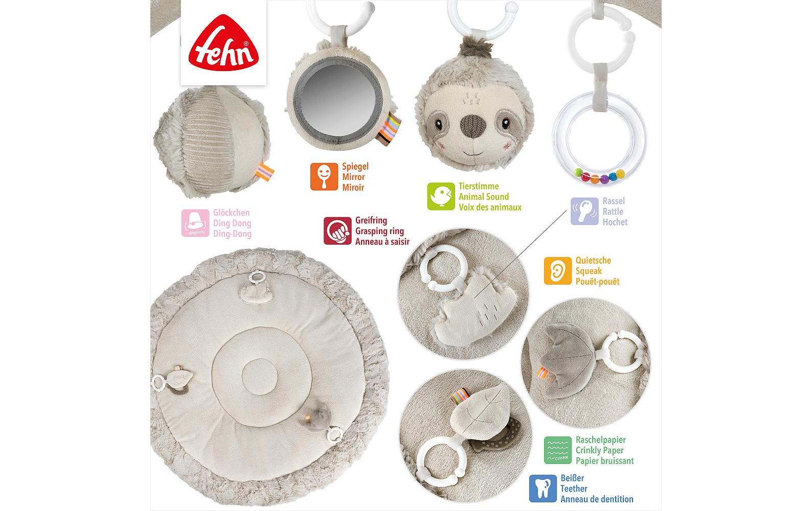 fehn 3-D-Activity-Decke Faultier, Grau/Beige