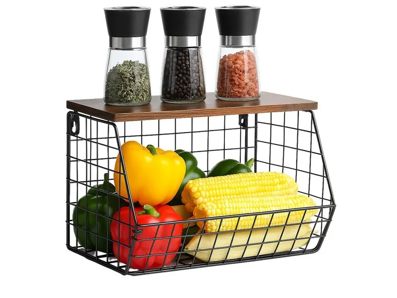 relaxdays Organizer Obstkorb Wandregal 21 x 30 cm Braun/Schwarz relaxdays Organizer Obstkorb Wandregal 21 x 30 cm Braun/Schwarz