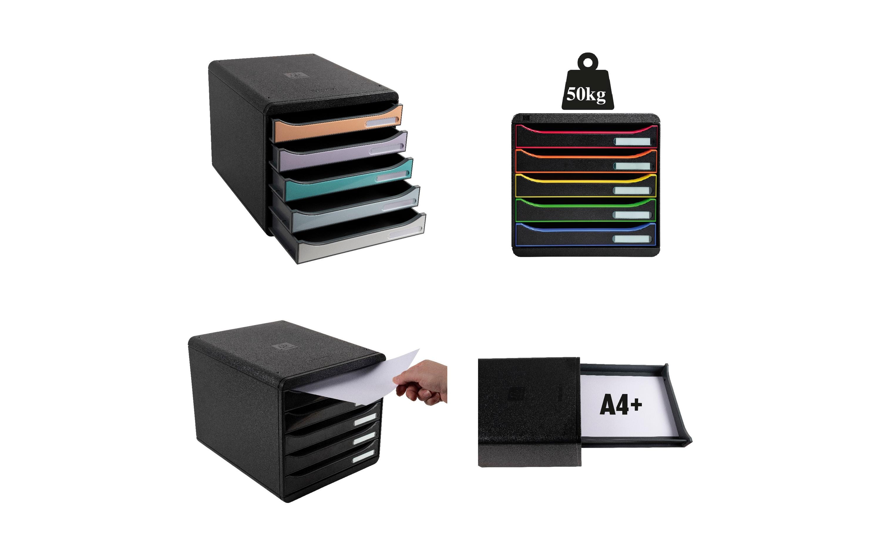 Exacompta Schubladenbox Big Box Plus 5 Schubladen, Schwarz