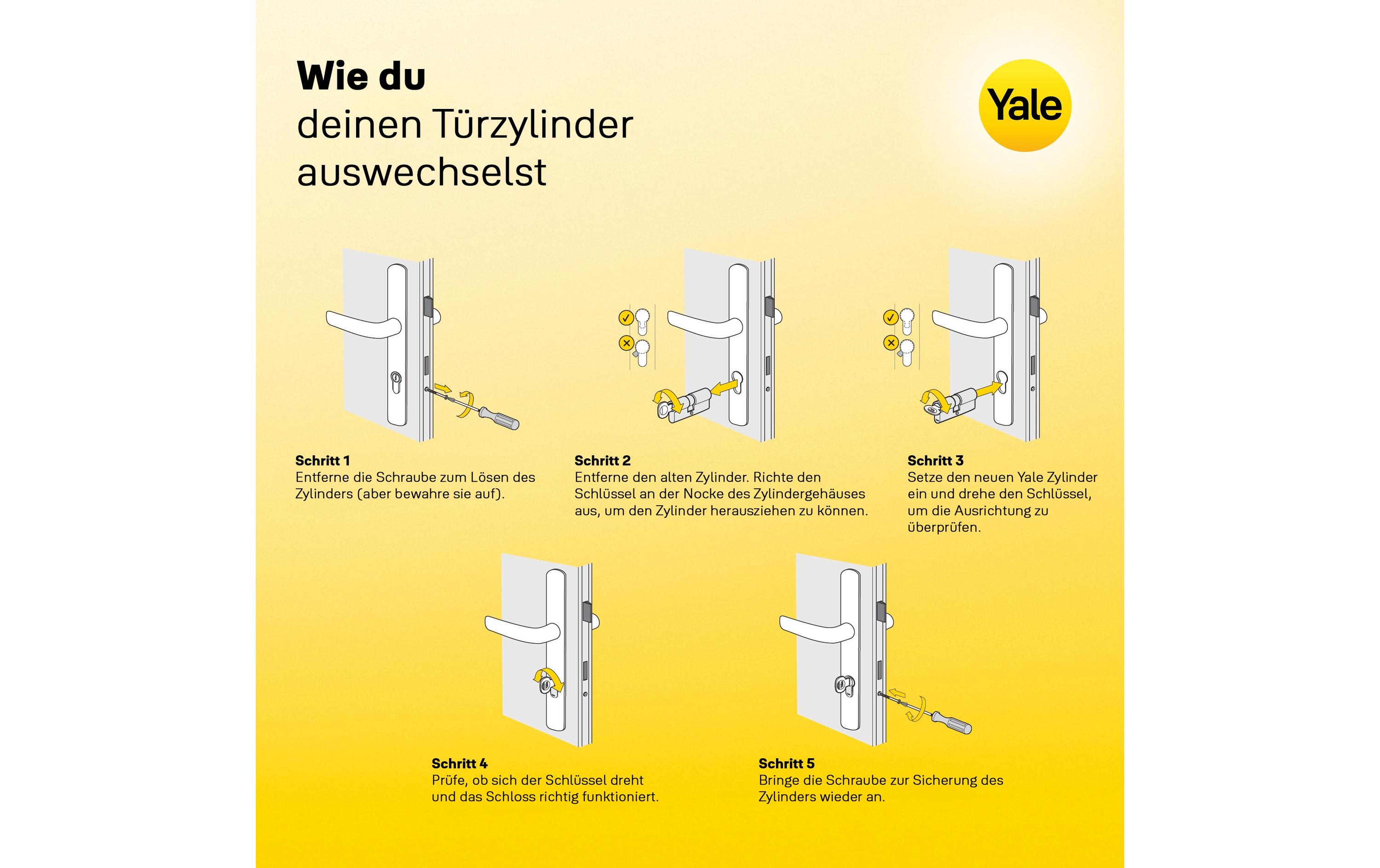 Yale Doppelzylinder 1300, NGF, 40/40, 5 Schlüssel High Security