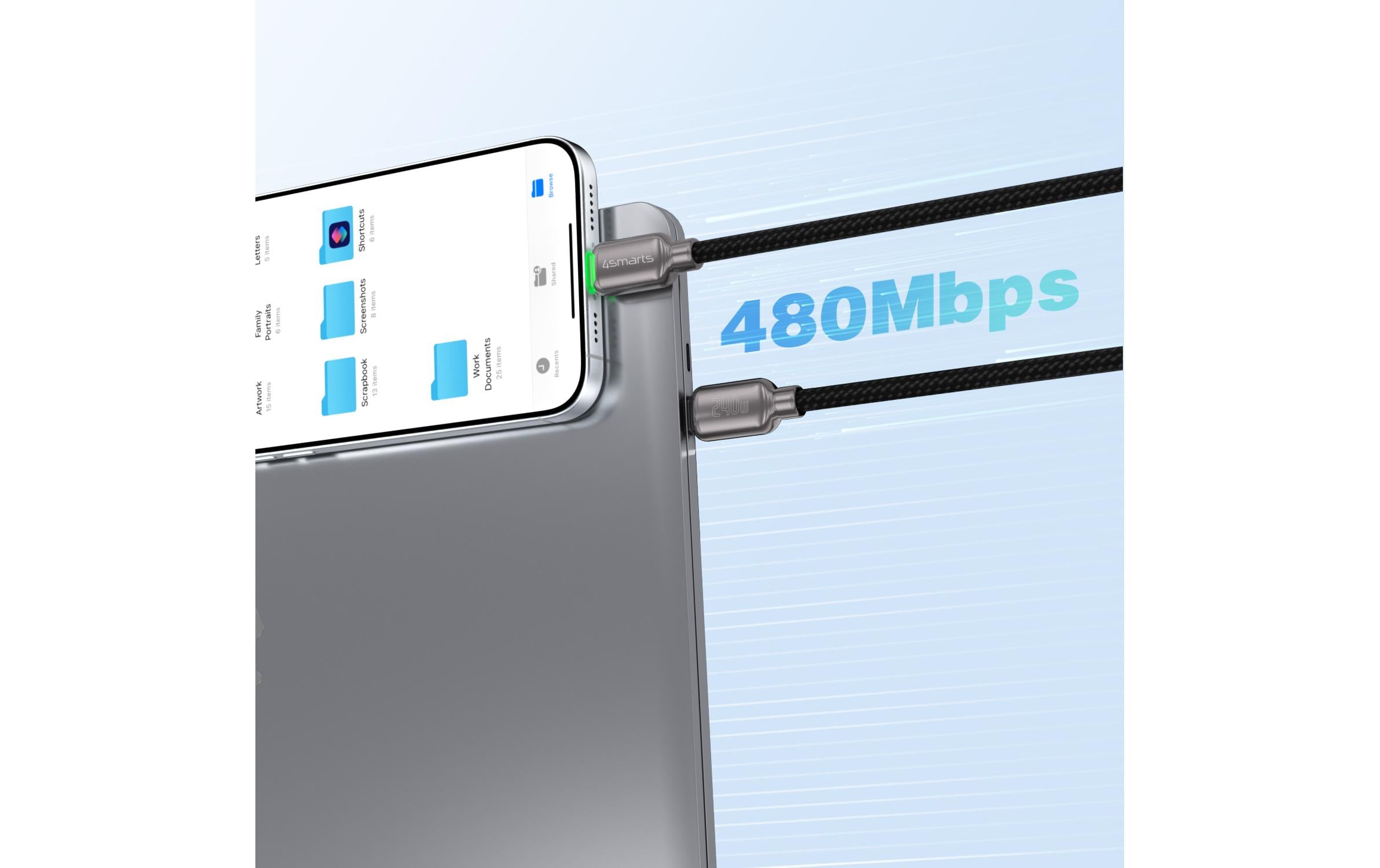 4smarts USB-C Kabel ScreenCord 240W USB-C - USB-C 1.2 m