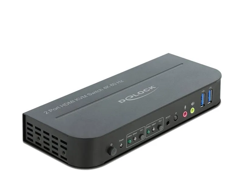 Delock KVM Switch 2 Port HDMI mit USB 3.0 und Audio 4k 60Hz
