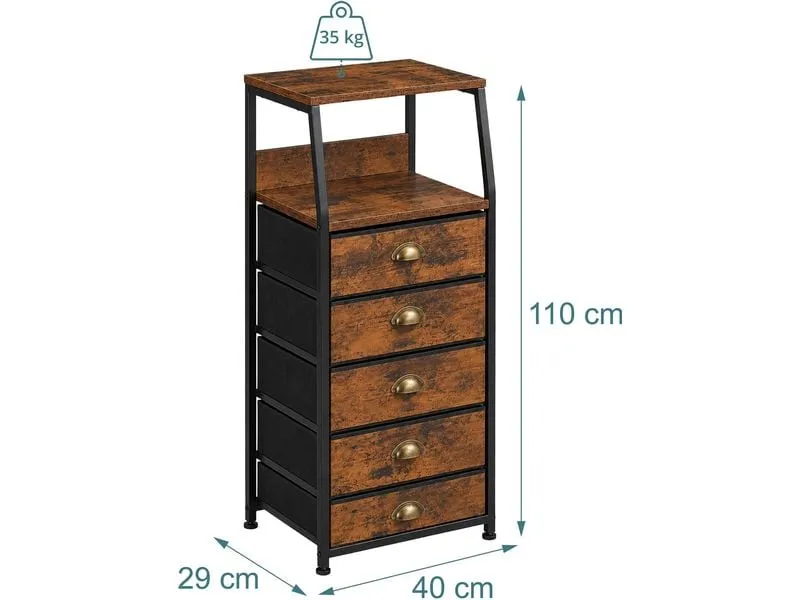relaxdays Kommode 40 x 110 cm, Braun/Gold/Schwarz relaxdays Kommode 40 x 110 cm, Braun/Gold/Schwarz