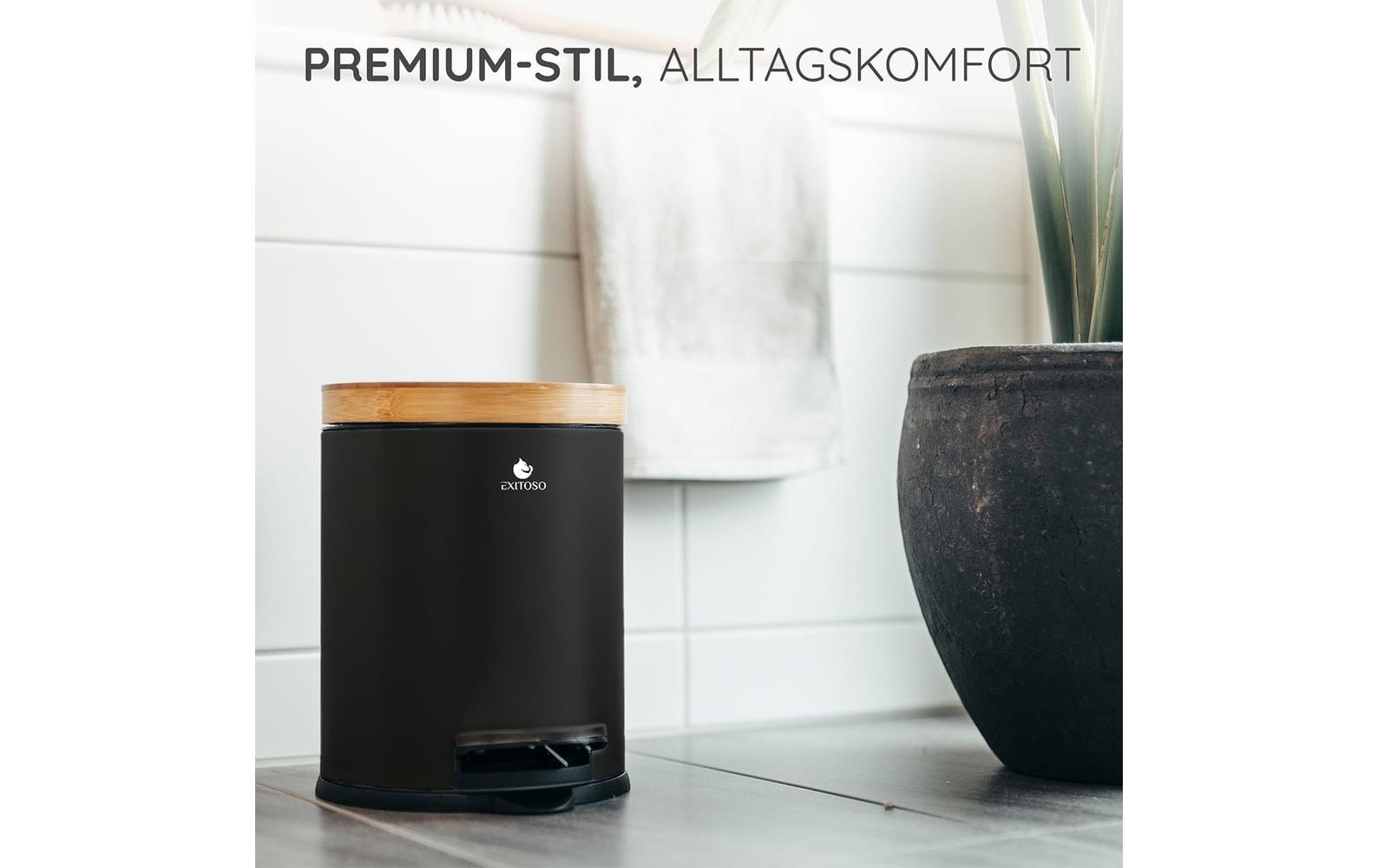 Exitoso Tretmülleimer mit Softclose-Deckel 5 l, Schwarz