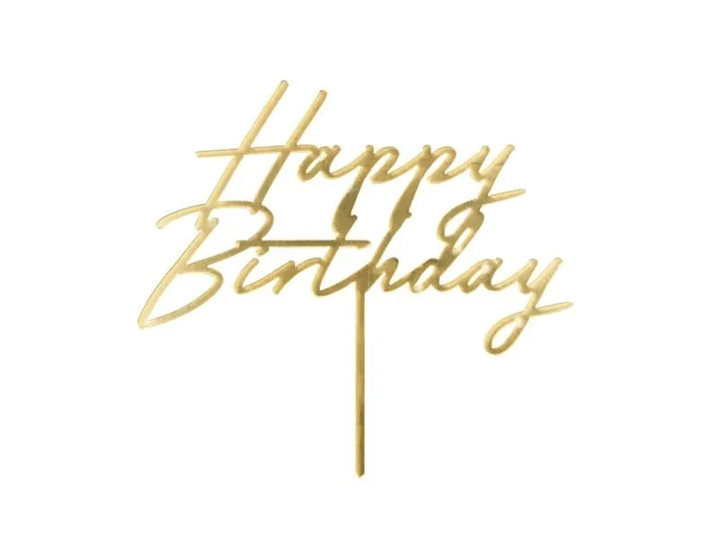 Partydeco Happy Birthday Acryl Gold 18 x 16.5 cm
