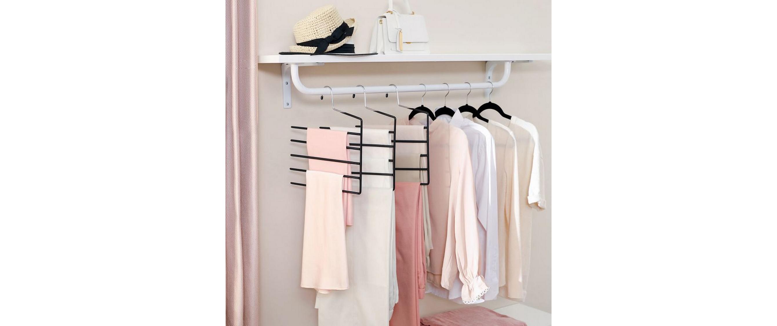 Songmics Kleiderbügel Mehrfach 4 Stück, Schwarz