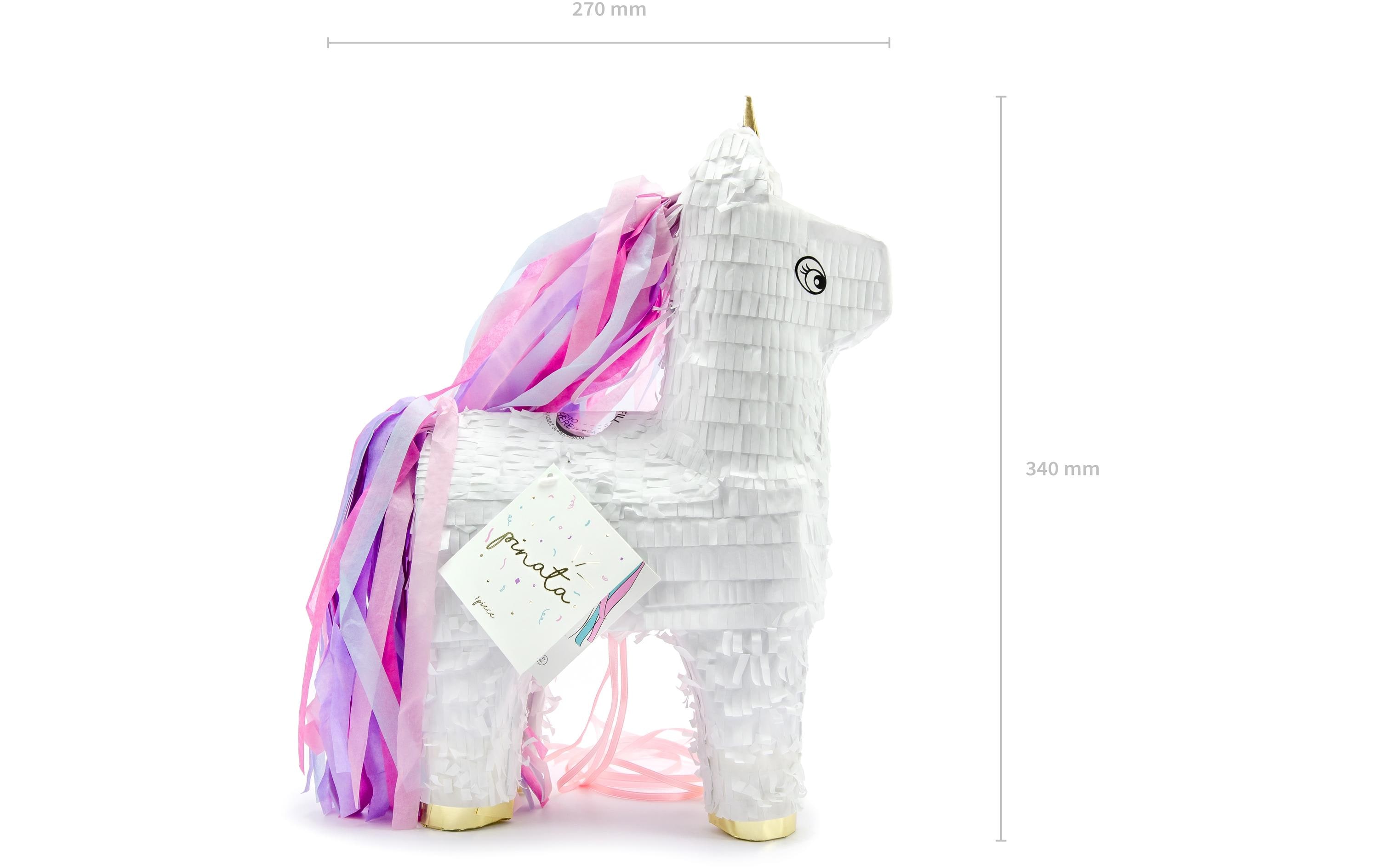 Partydeco Pinata Einhorn, 24.5 x 34 x 9 cm, Pink/Weiss, 1 Stück