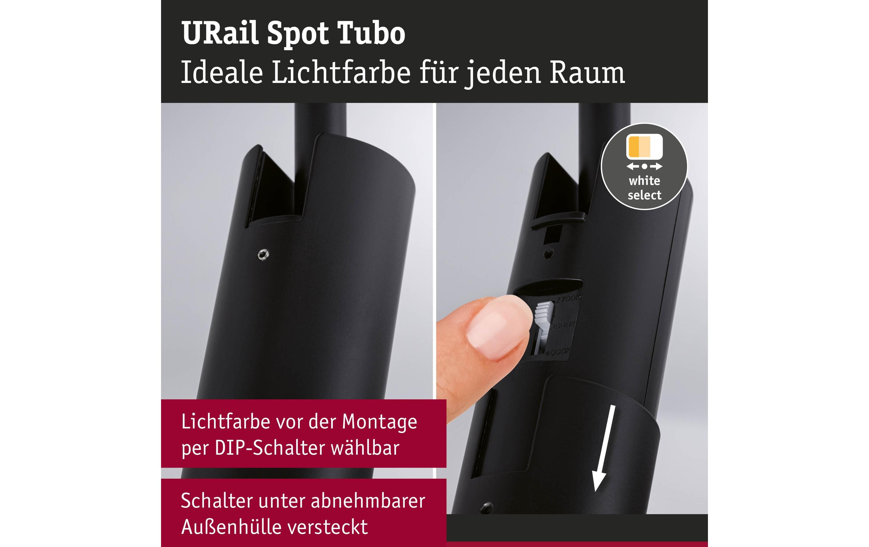 Paulmann URail Schienenspot Tubo Einzelspot Schwarz matt
