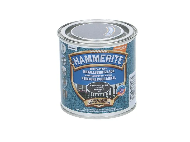 Hammerite Metall-Schutzlack HS Schwarz, 250 ml Hammerite Metall-Schutzlack HS Schwarz, 250 ml