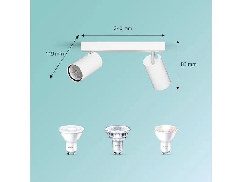 Philips Aufbauspot Idris GU10, IP44 Weiss, ohne Leuchtmittel Philips Aufbauspot Idris GU10, IP44 Weiss, ohne Leuchtmittel