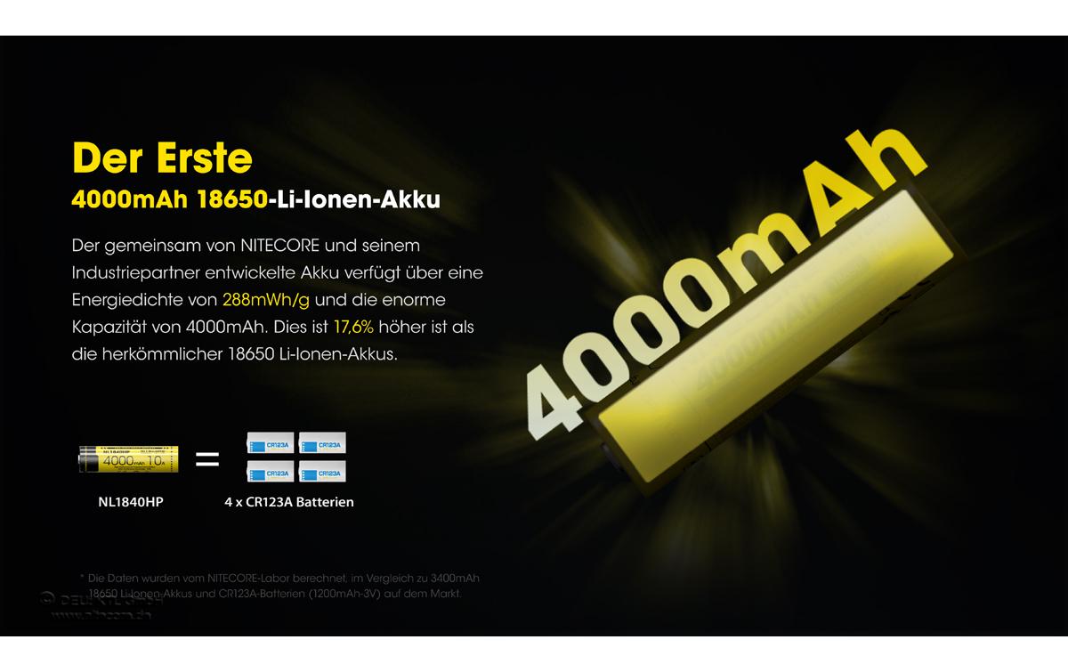 Nitecore Akku NL1840HP 4000 mAh