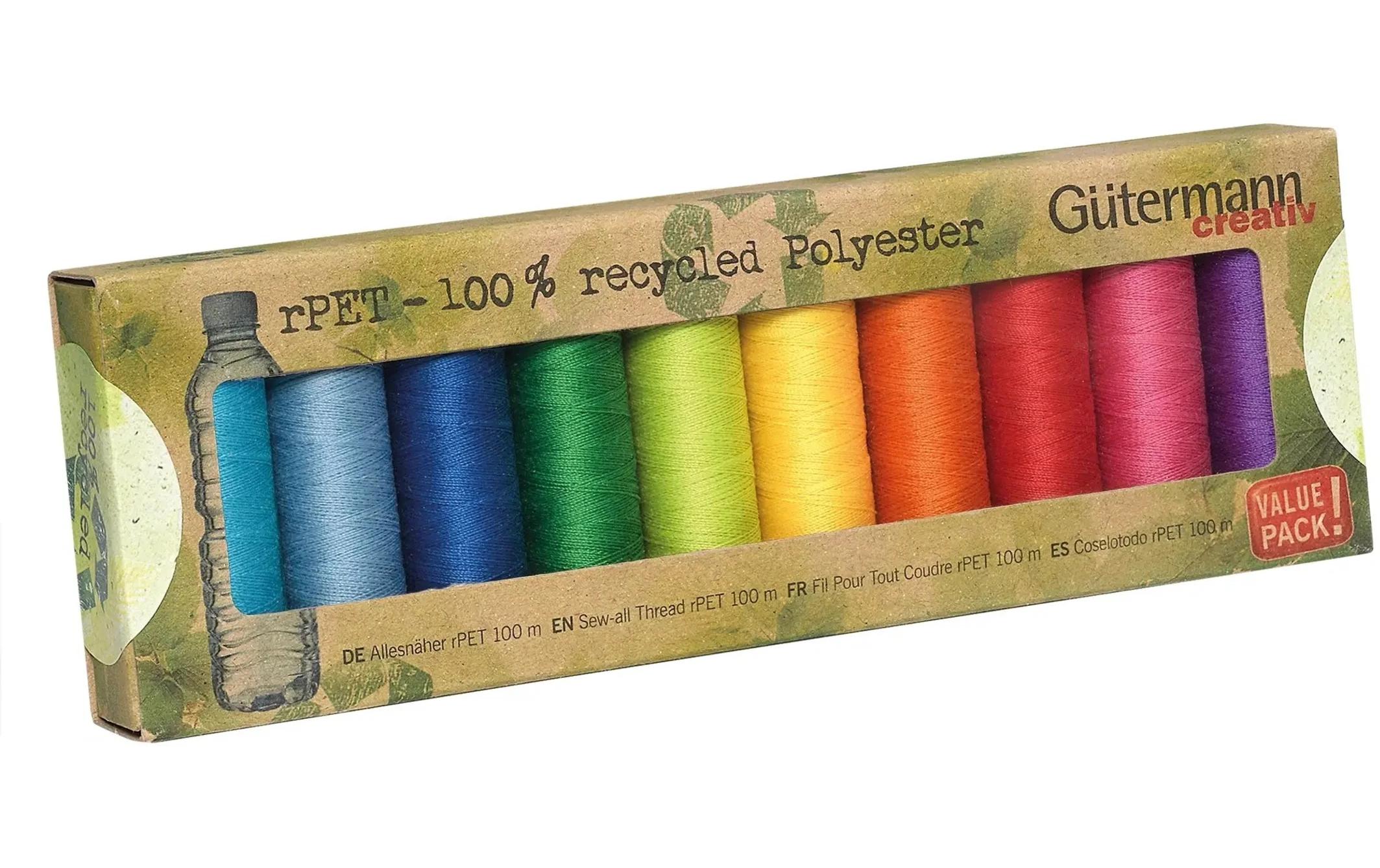 Gütermann Nähgarn-Set Allesnäher rPET 10 Stück, Mehrfarbig