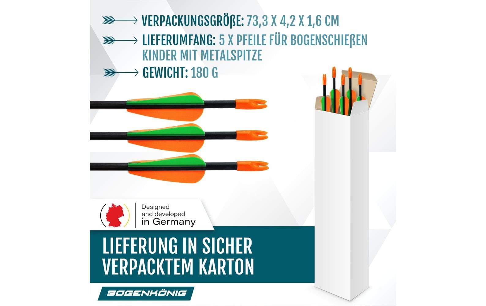 Bogenkönig Metallspitzbogen 28 Zoll, 5er-Set