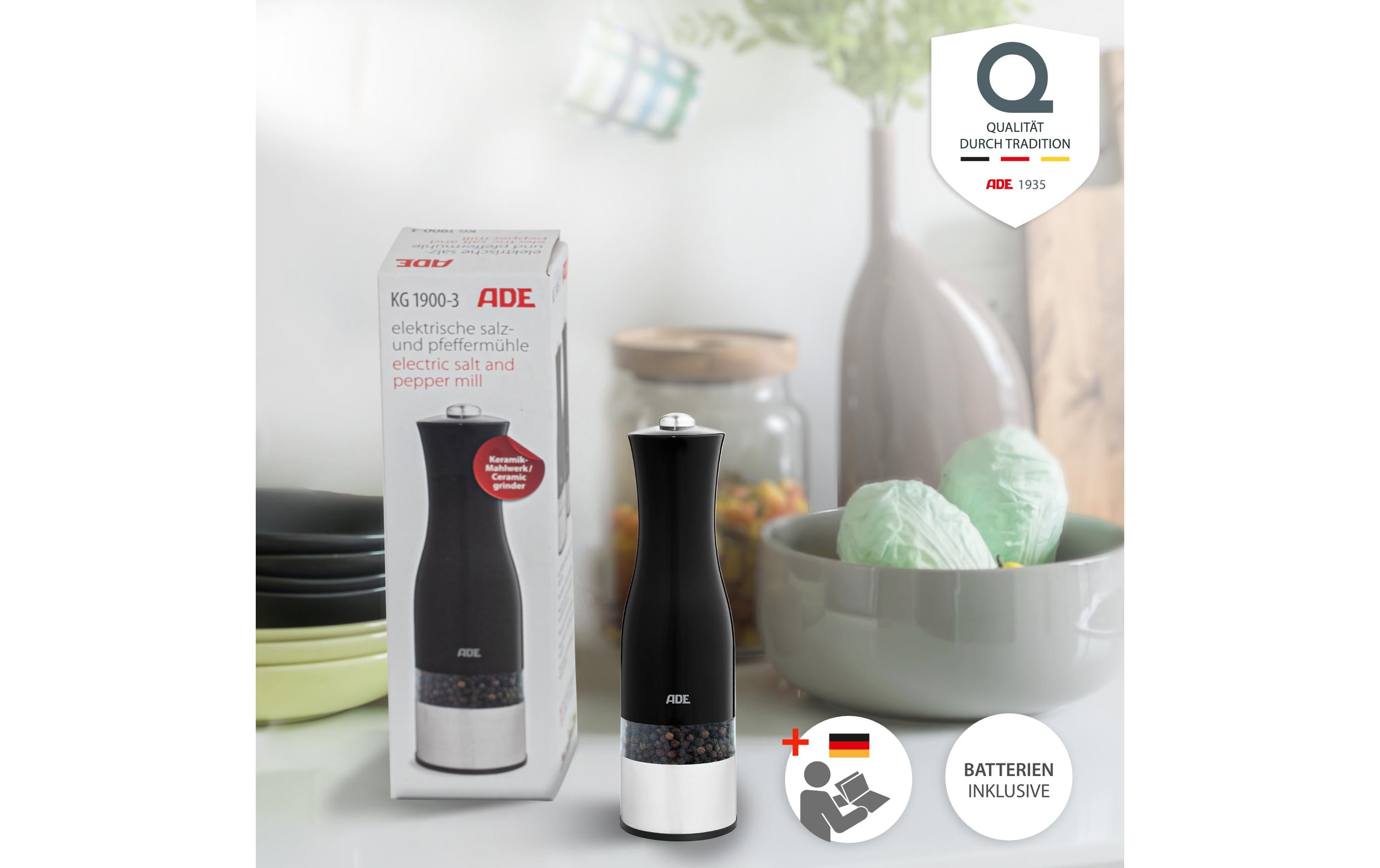 ADE Salz- und Pfeffermühle 20.5 cm, Schwarz