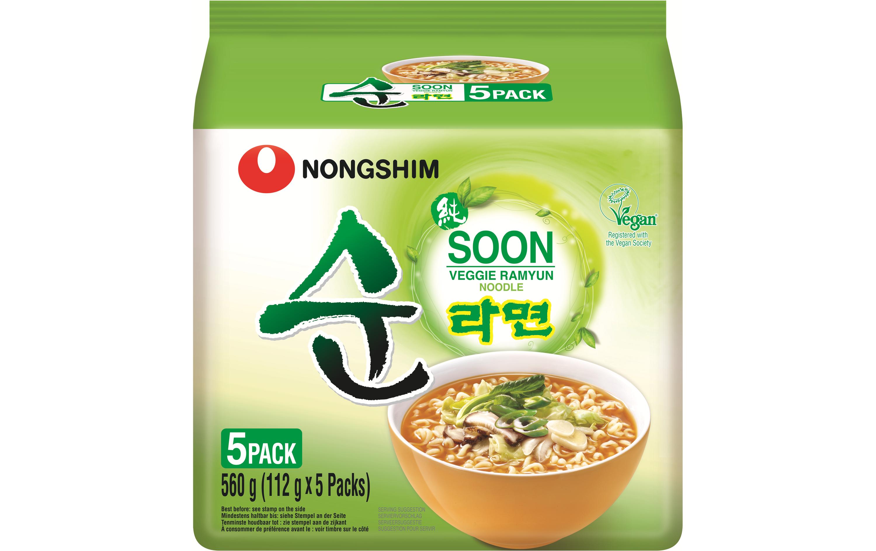 Nongshim Soon Veggie Noodle Soup 5 x 112 g