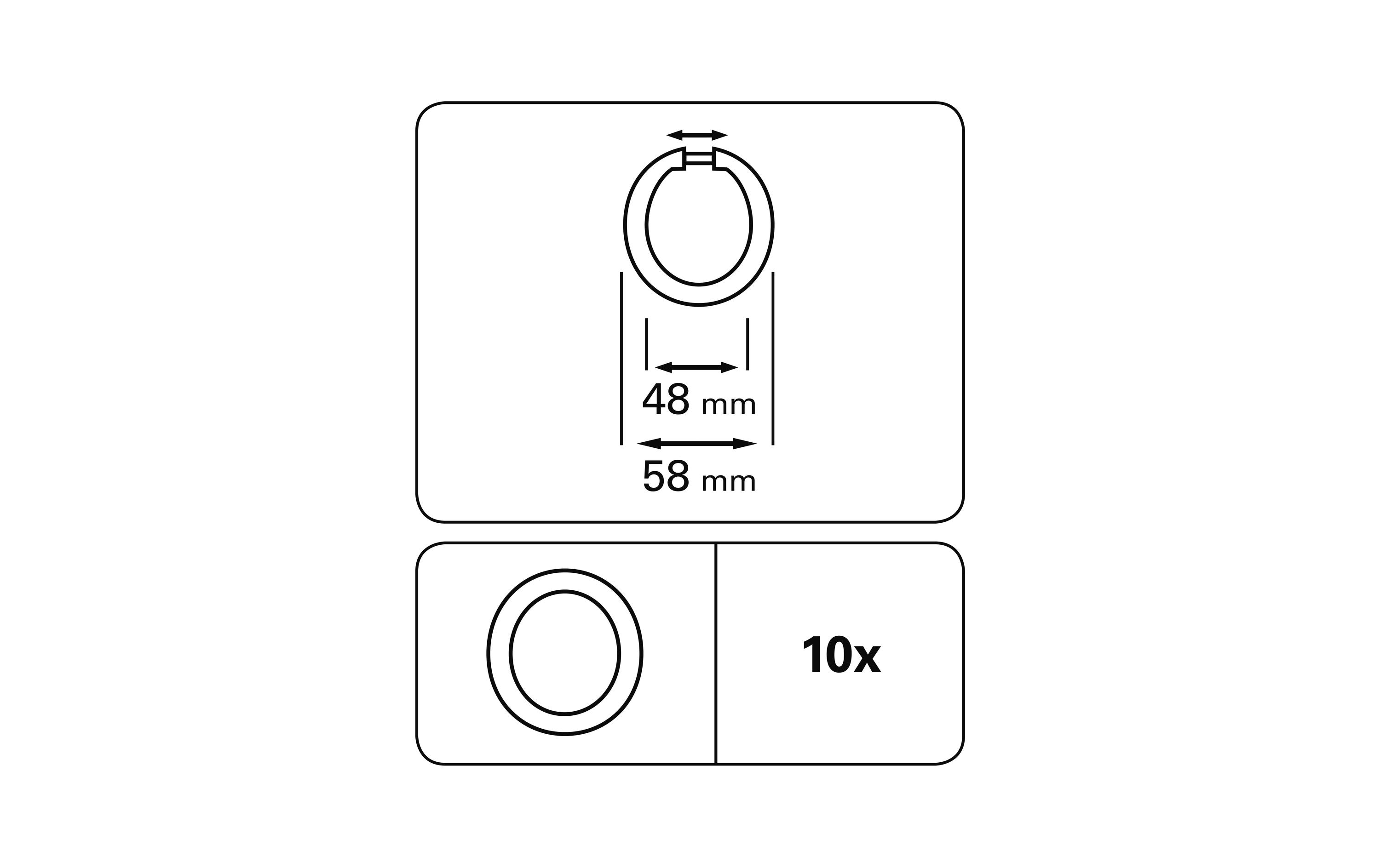 Gardinia Vorhangring 10 Stück, Ø 5.8 cm, Transparent