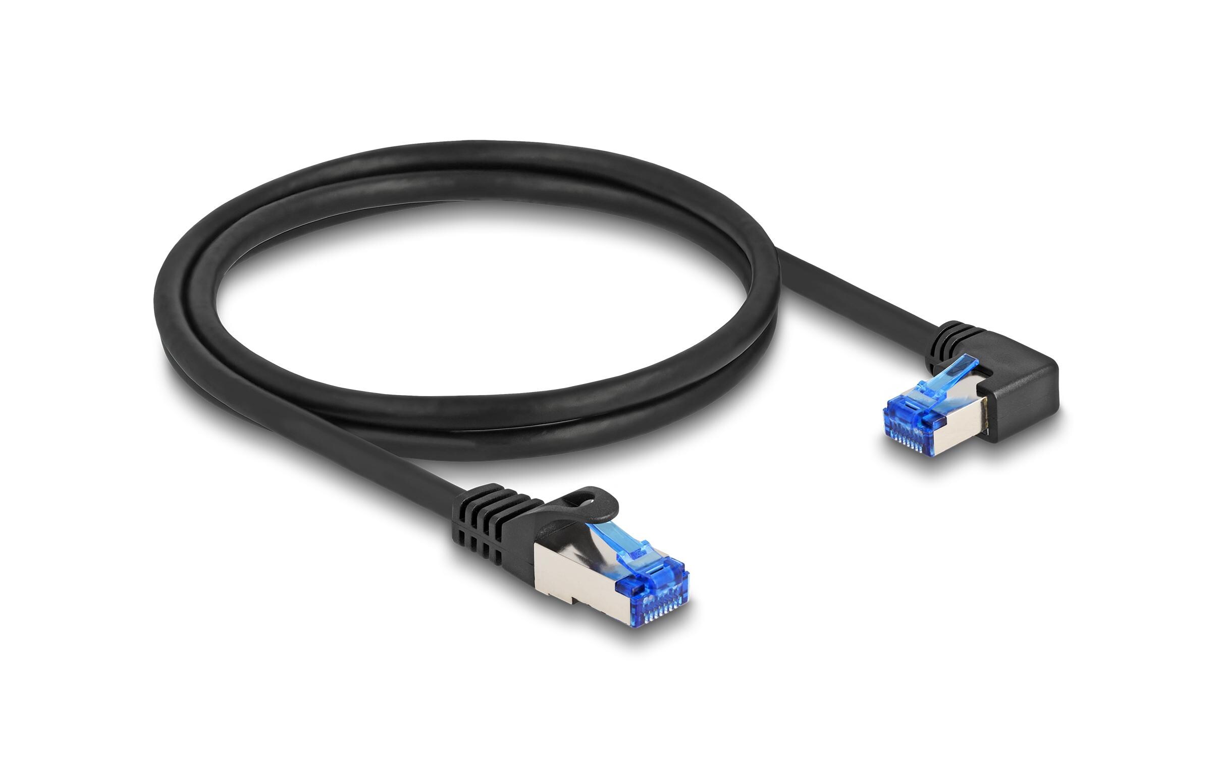 Delock Patchkabel rechts gewinkelt Cat 6A, S/FTP, 1 m, Schwarz